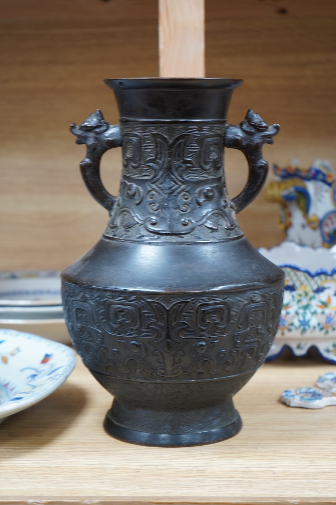 A 19th century Chinese archaistic bronze vase, 31cm high